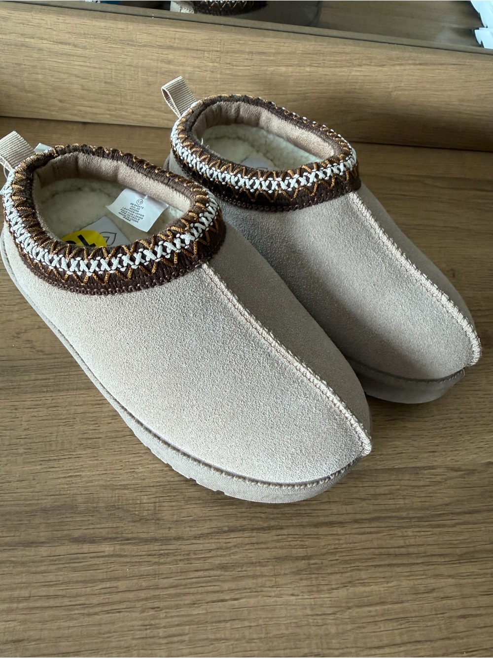 Cozy Beige Suede Slip-On moccasins NWT